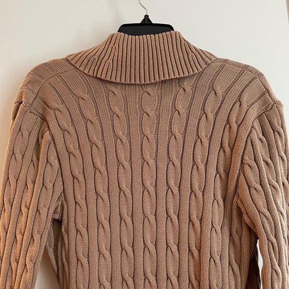 LAUREN Ralph Lauren Cable-Knit Buckle Trim Camel Sweater Dress, Size M. - Picture 5 of 6